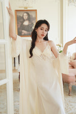 公主款吊帶睡袍套裝 / 杏色 / ✧100811