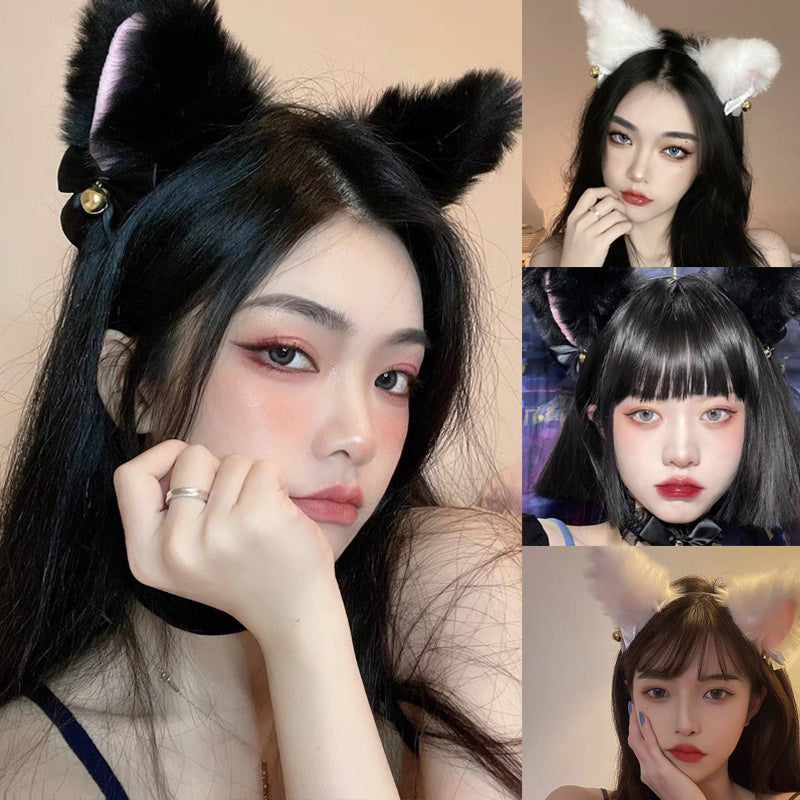 可愛毛毛貓貓耳頭箍 / 黑色 / ✧440611