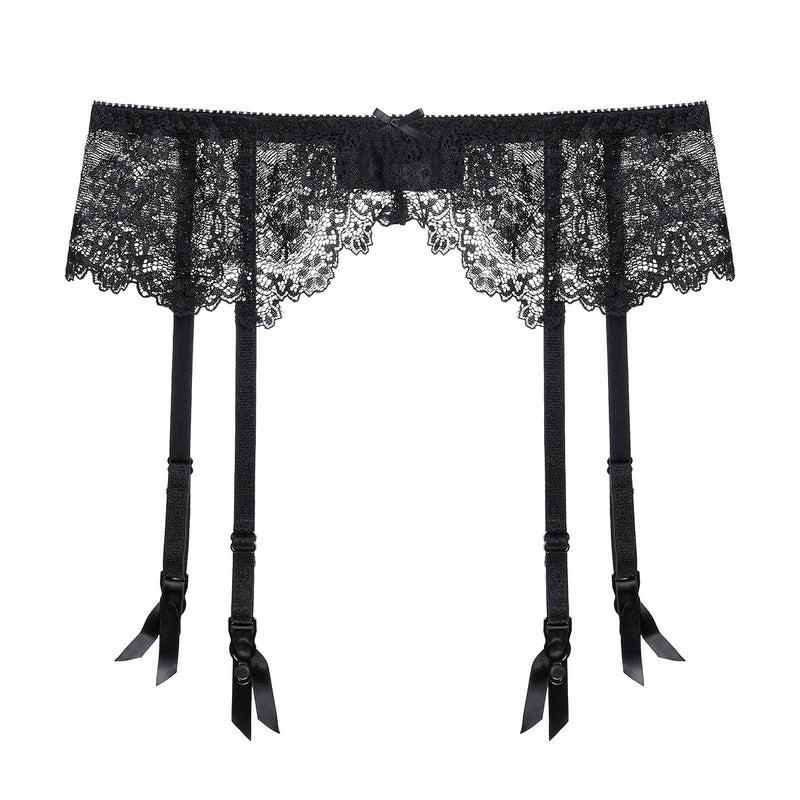 欲罷不能透視蕾絲吊襪帶 / 黑色 / ✧540581