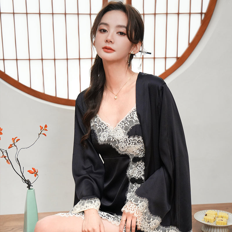 【 網店優惠  8 0 ％ ᴏ ғ ғ 】女神降臨仙氣睡裙套裝 / 黑色 / ✧100851