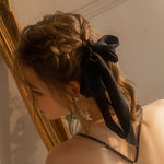 法式隨性絲帶頭巾 / 黑色 / ✧441001