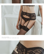 欲罷不能透視蕾絲吊襪帶 / 黑色 / ✧540581