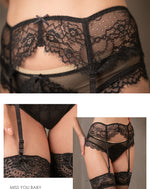 欲罷不能透視蕾絲吊襪帶 / 黑色 / ✧540581