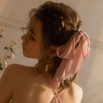 法式隨性絲帶頭巾 / 粉色 / ✧441001