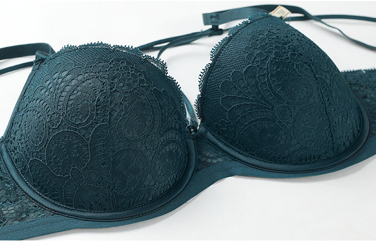 交叉細帶托胸美背胸圍套裝 / 綠色 / ✧200031