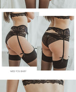 欲罷不能透視蕾絲吊襪帶 / 黑色 / ✧540581