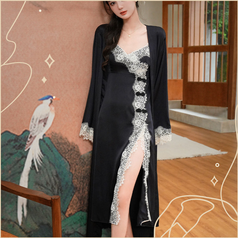 【 網店優惠  8 0 ％ ᴏ ғ ғ 】女神降臨仙氣睡裙套裝 / 黑色 / ✧100851