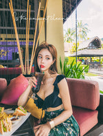 【 5 0 ％ ᴏ ғ ғ 】荷葉邊綁帶聚攏比堅尼 / 黑色 / ✧660931