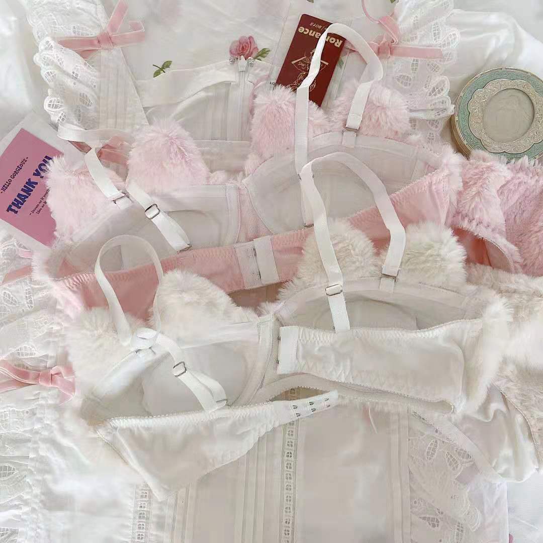 超可愛毛茸茸貓貓內衣套裝 / 粉色 /✧208001
